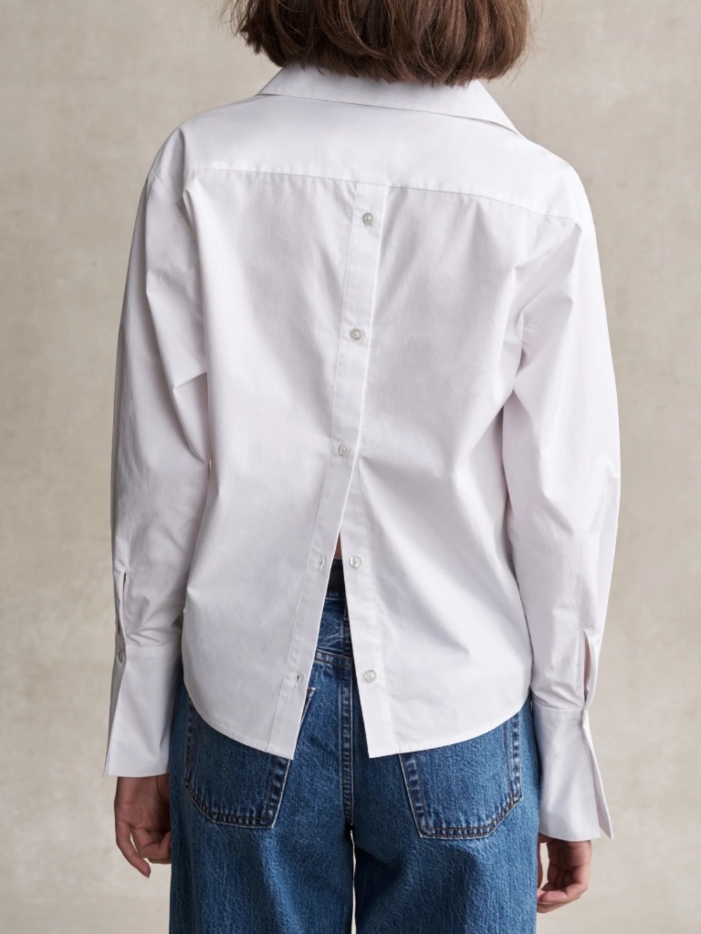Hevron Paola Top — White Cotton Poplin, Size S - Picture 5 of 6